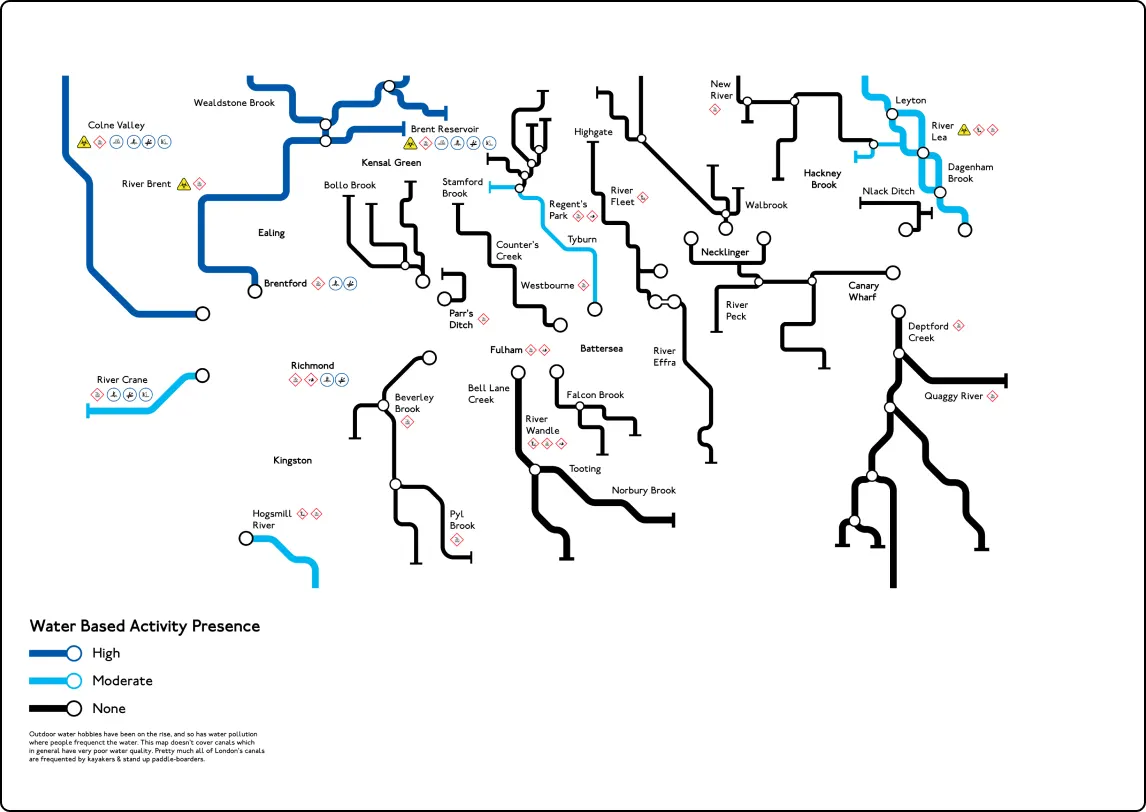 London River Tube Map - Water Activity Overlay