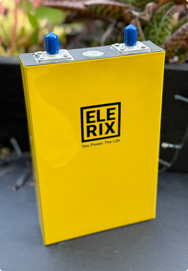 LiFePO4 battery showing terminal connections and safety features